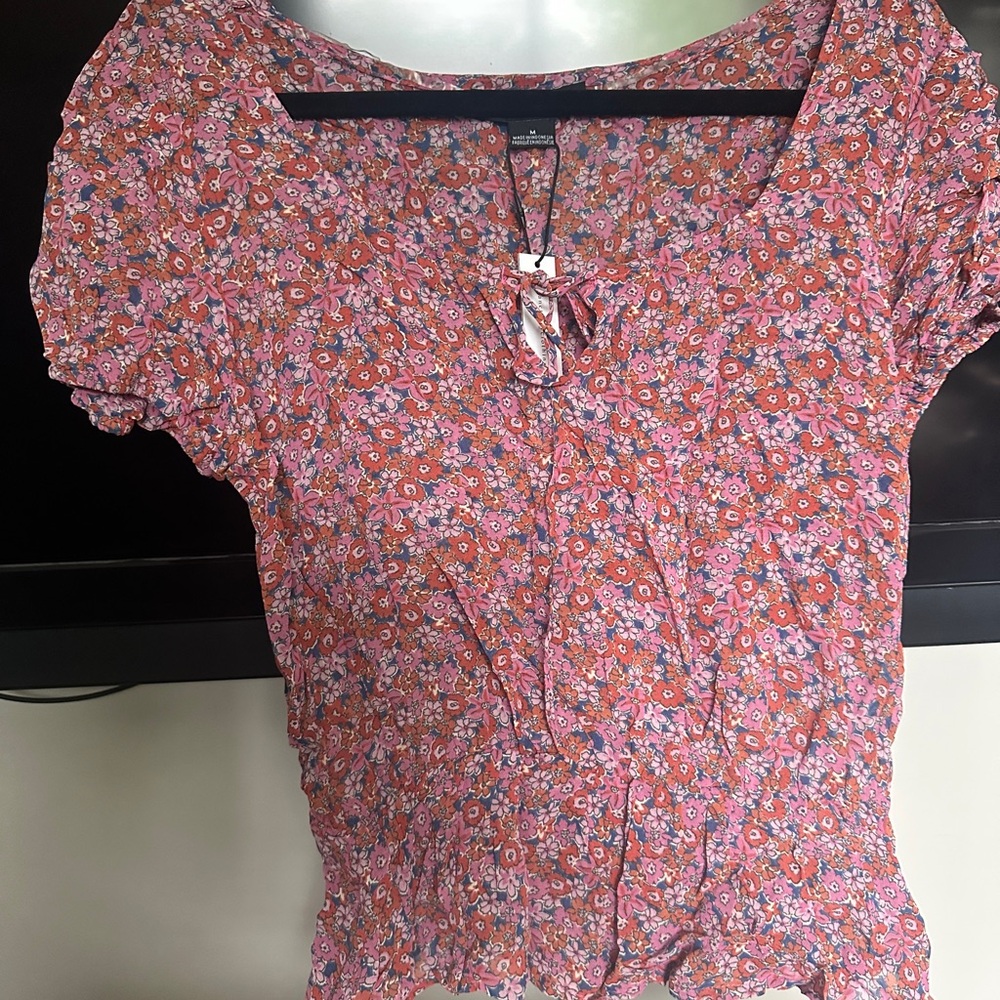 Sanctuary Floral Blouse with Tie Front